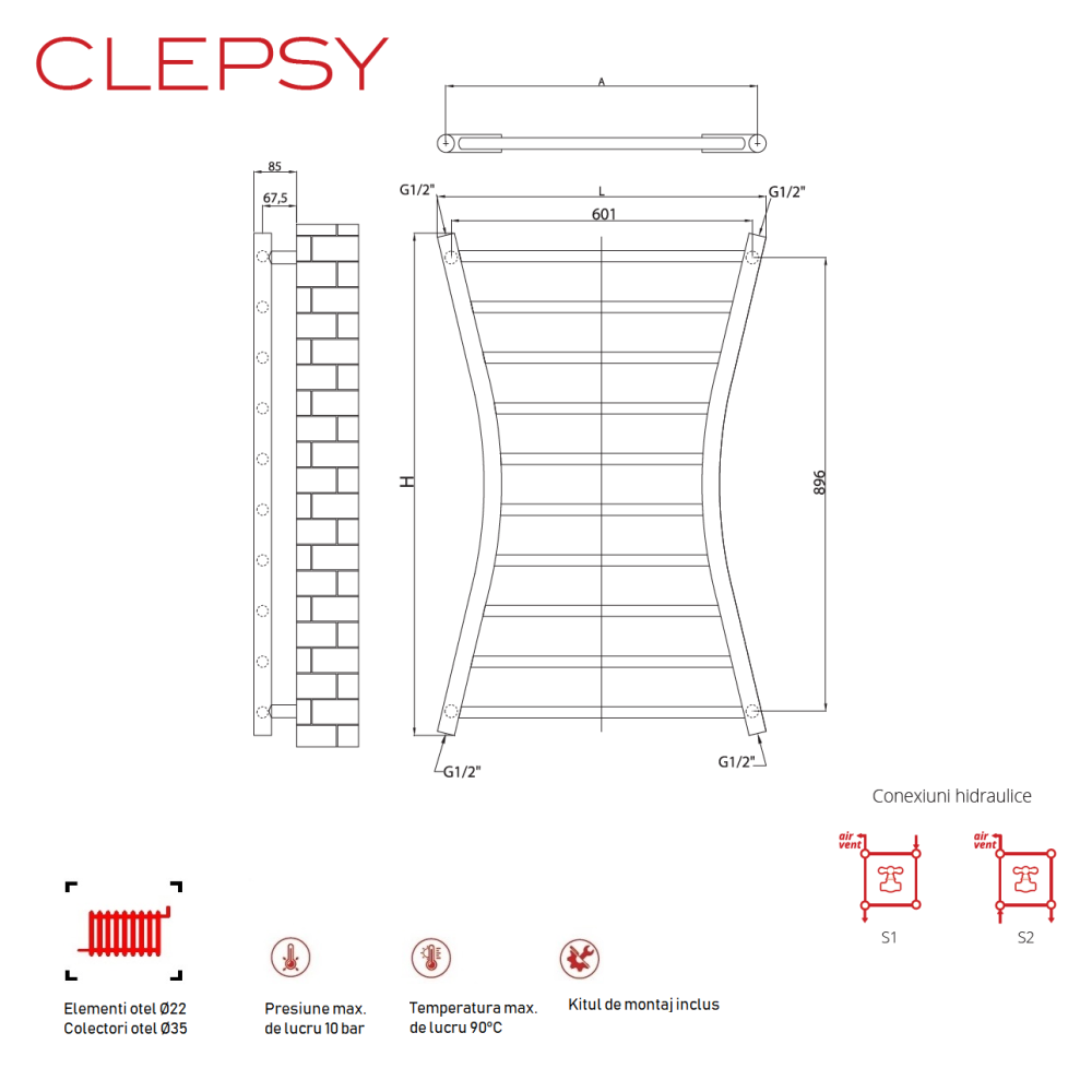 Calorifer-decorativ-Clepsy-065100-Cromat-Kit-CSY065100CR