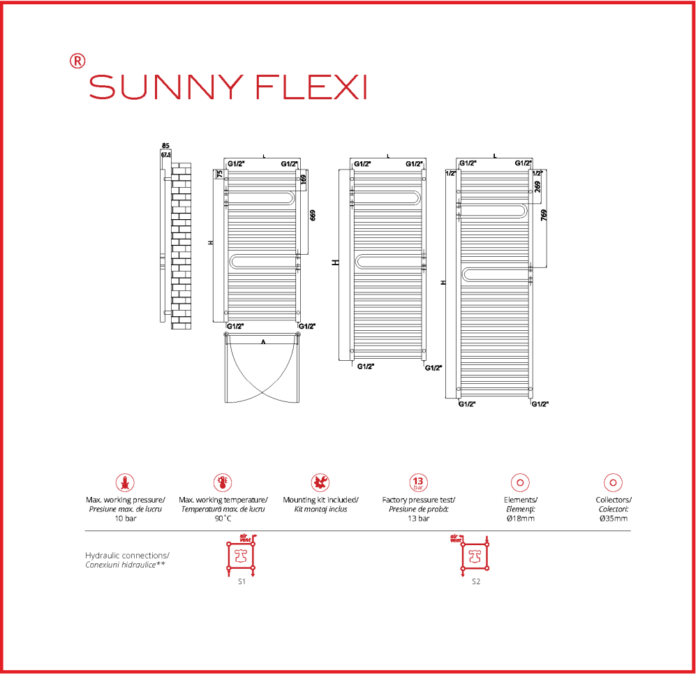 Calorifer-Sunny-Flexi-060150-cromat-Kit-SUF060150CR